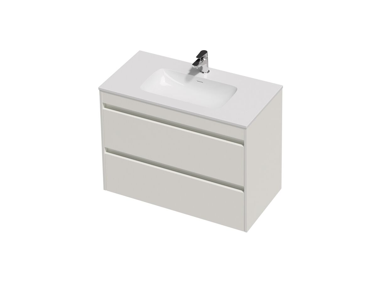 Hero - Posh Domaine Twin 900 2 Drawer Wall Hung Vanity White Console Top Gloss White Mineral Cast