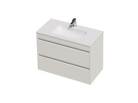 Hero - Posh Domaine Twin 900 2 Drawer Wall Hung Vanity White Console Top Gloss White Mineral Cast