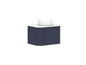 Supporting Image 2 - Kado Era Double Curve All Door 750mm Wall Hung Vanity with Centre Basin 20mm Top Royal Battle Blue