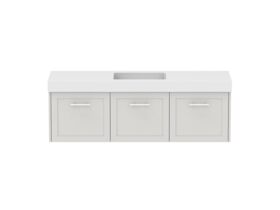 Hero - Kado Lux All Door 1500mm Wall Hung Vanity Centre Basin 90mm - Feather Grey - Front