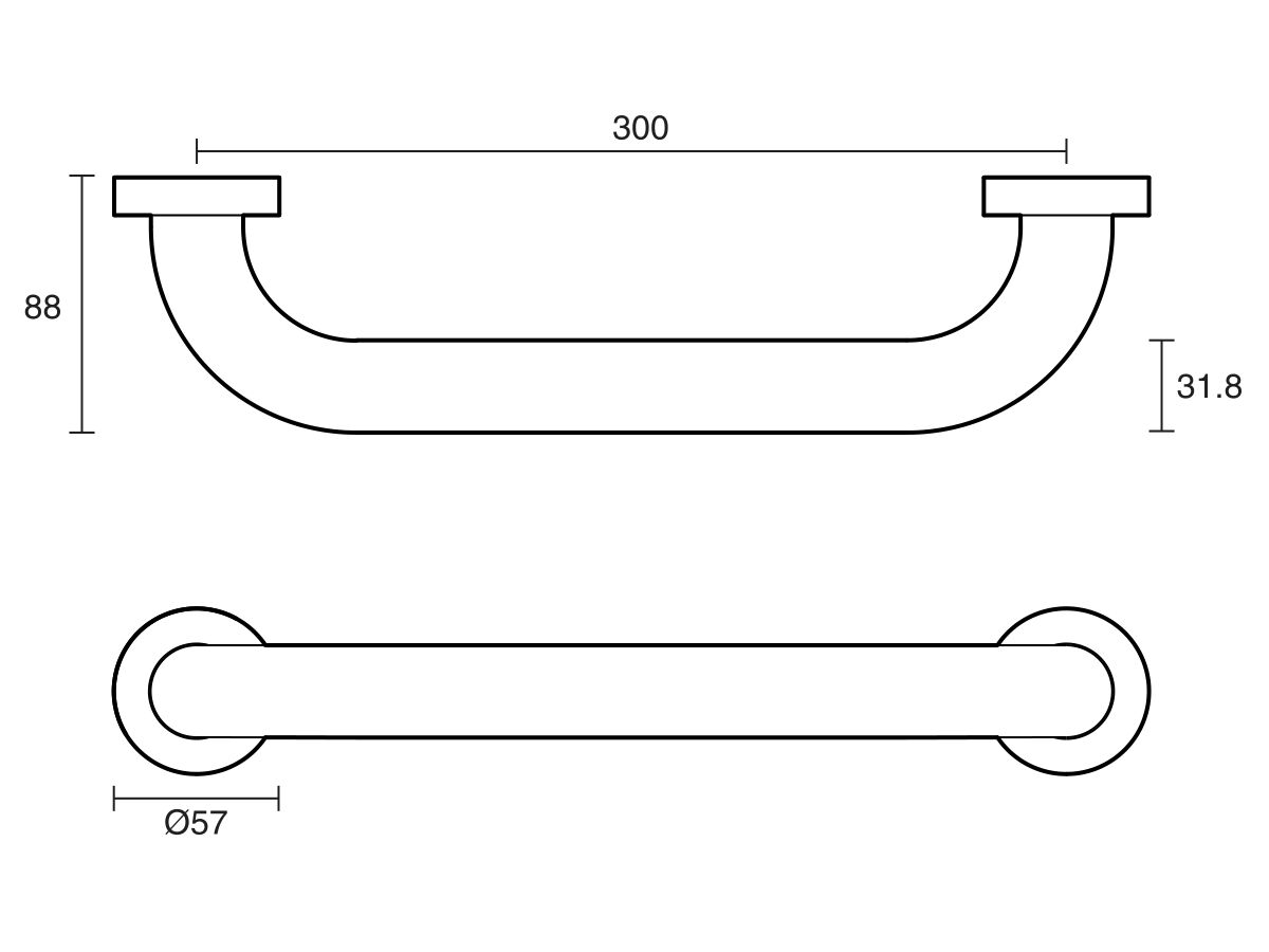 Mobi 32mm x 300mm Grab Rail