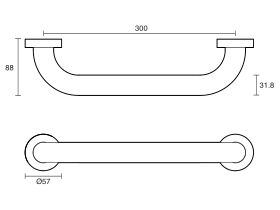 Mobi 32mm x 300mm Grab Rail