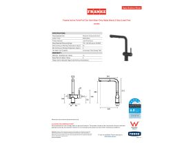 Specification Sheet - Franke Active Twist Pull Out Sink Mixer Only Matte Black (5 Star) Lead Free