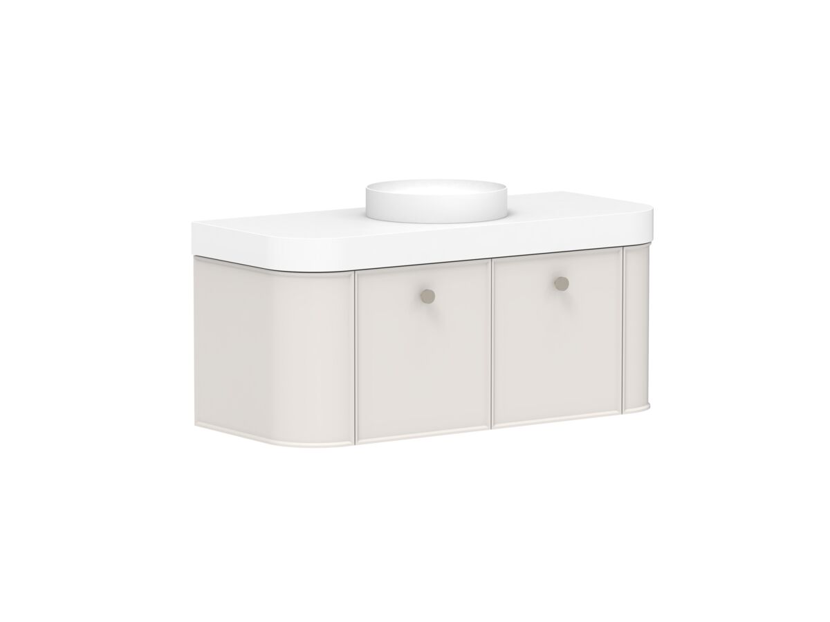 Supporting Image 2 - Kado Era Double Curve All Door 1200mm Wall Hung Vanity Centre Basin 90mm Durasein Top Feather Grey