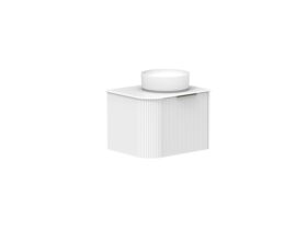 Supporting Image 2- Kado Neue Fluted Single Curve All Drawer 600mm Wall Hung Vanity with Centre Basin Durasein 12mm Top Ultra White