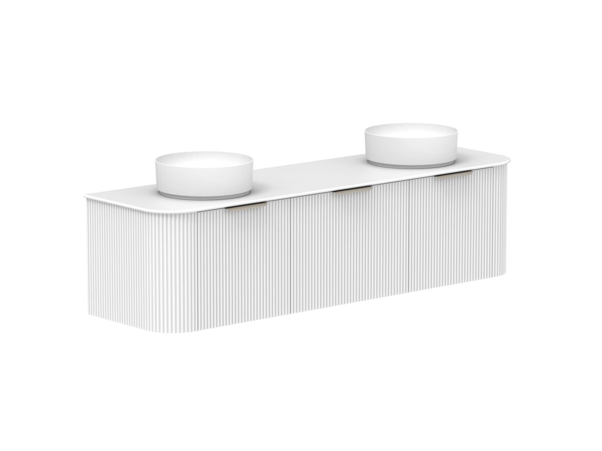 Supporting Image 2- Kado Neue Fluted Double Curve All Drawer 1800 Wall Hung Vanity With Double Basin Durasein 12mm Top Ultra White