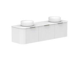 Supporting Image 2- Kado Neue Fluted Double Curve All Drawer 1800 Wall Hung Vanity With Double Basin Durasein 12mm Top Ultra White