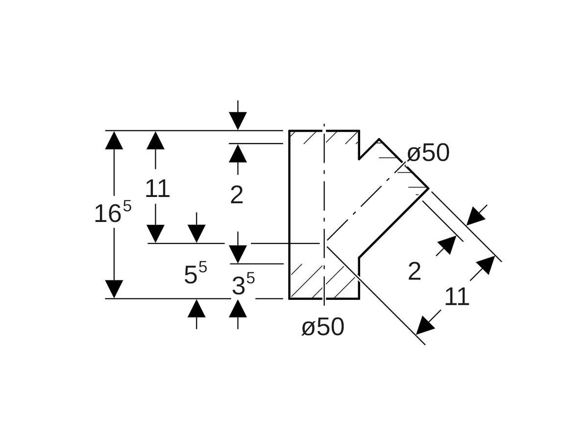 Geberit Junction 50mm x 50mm x 45 Degree
