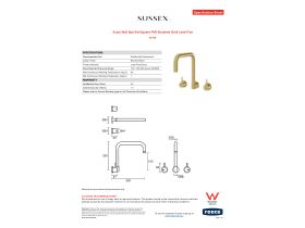 Specification Sheet - Scala Wall Spa Set Square PVD Brushed Gold Lead Free
