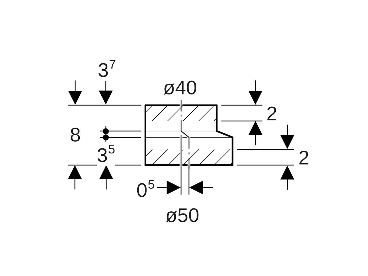 Geberit Short Eccentric Reducer 50mm x 40mm