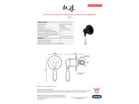 Specification Sheet - Milli Voir Shower Mixer with Porcelain Handle and Small Cover Plate Matte Black