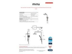 Specification Sheet - Mizu Soothe Short Twin Shower 3 Function with Water Inlet Wall Bracket Brushed Gunmetal (5 Star)