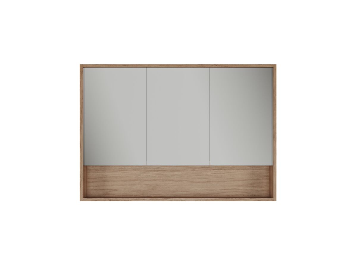 Supporting Image - Kado Aspect 1200mm Mirror Cabinet Three Doors with Shelf and Surround View - Florentine Walnut Side