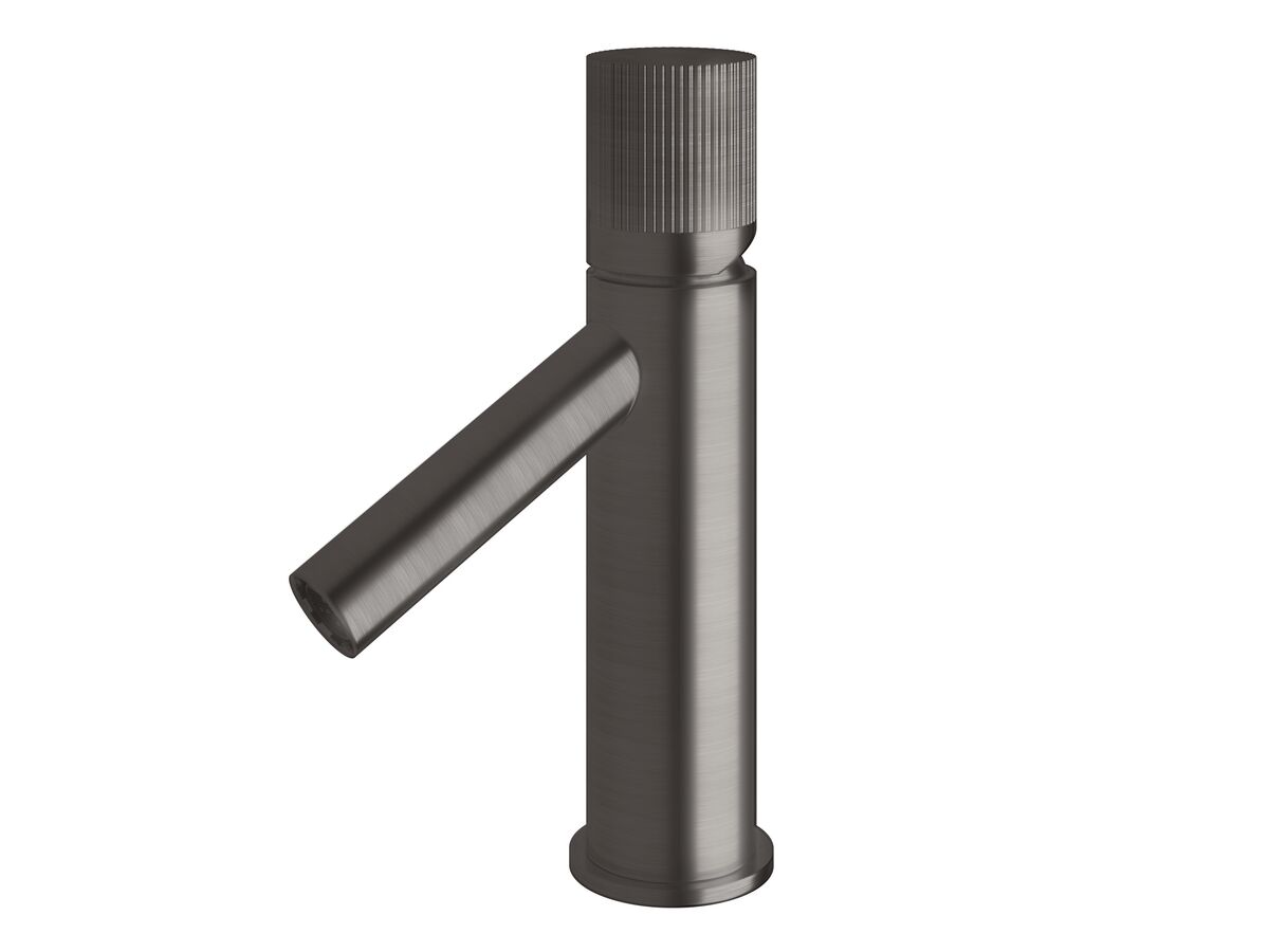 Sussex Pure Basin Mixer Tap with Linear Textured Handle PVD Brushed Gunmetal (6 Star)