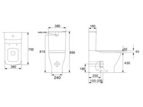 LAUFEN Palace Close Coupled Back To Wall Back Inlet S&P Trap Toilet Suite with Soft Close Seat White (4 Star)