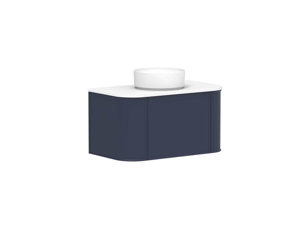Supporting Image - Kado Era Double Curve All Drawer 900mm Wall Hung Vanity with Centre Basin 20mm Top Royal Battle Blue