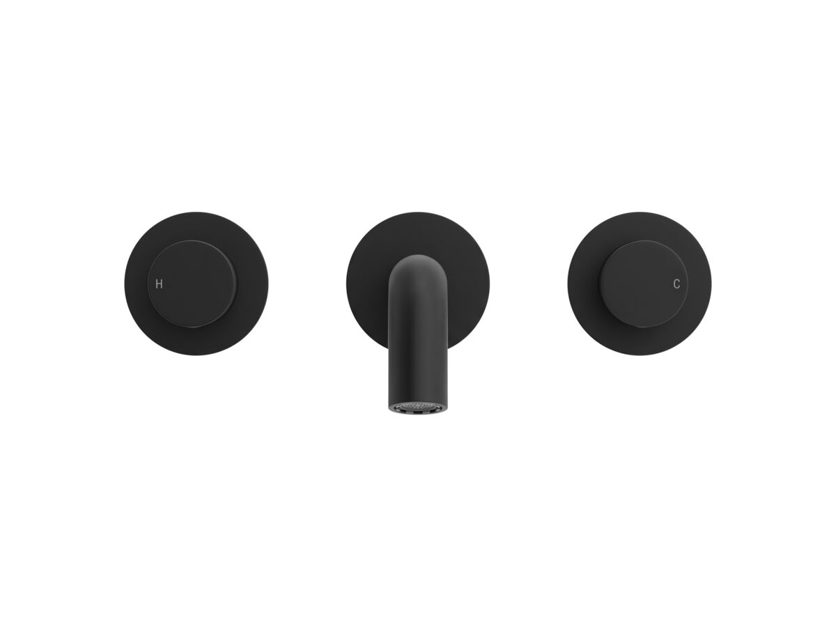 Supporting Image 2 - Mizu Drift Dial Wall Basin/Bath Set 200mm Matte Black (6 Star) Lead Free - Front