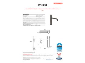Specification Sheet - Mizu Drift Dial Medium Height Basin Mixer Curved Spout Brushed Gunmetal (6 Star) Lead Free