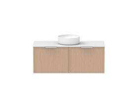Supporting Image - Kado Lux Slim All Drawer 1200mm Wall Hung Vanity with Centre Basin Durasein 12mm Top Blonde Oak