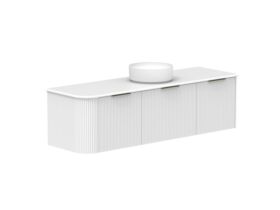 Supporting Image 2- Kado Neue Fluted Single Curve All Drawer 1650mm Wall Hung Vanity with Centre Basin 20mm Top Ultra White