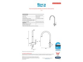 Specification Sheet - Roca Ona Gooseneck Sink Mixer Tap Chrome (5 Star) Lead Free