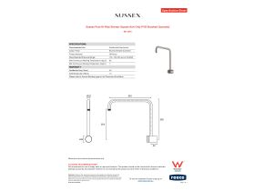 Specification Sheet - Sussex Pure Hi-Rise Shower Square Arm Only PVD Brushed Gunmetal