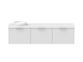 Supporting Image - Kado Neue Fluted Square All Drawer 1800mm Wall Hung Vanity with Left Hand Basin 50mm Top Ultra White