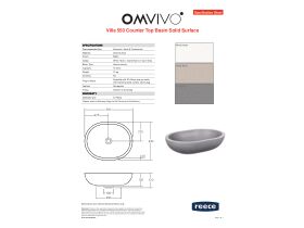 Specification Sheet - Omvivo Villa Oval Above Counter Basin 550mm
