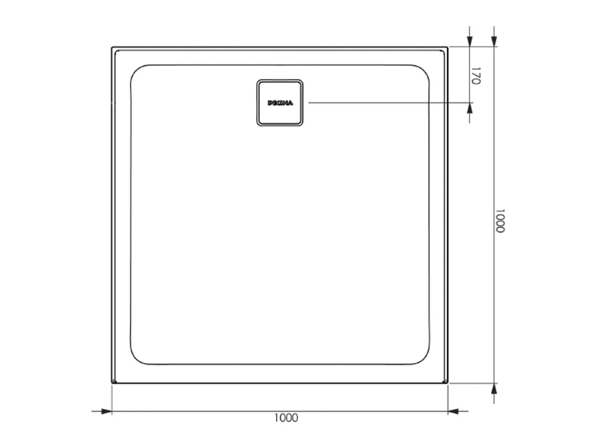 Posh Bristol Luna Shower Base 1000mm x 1000mm Rear Outlet 3 Tiling Bead