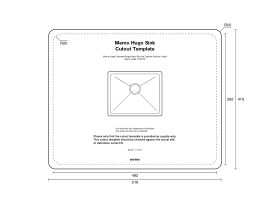 Cut Out Template - Memo Hugo Extended Single Bowl Sink No Taphole Stainless Steel