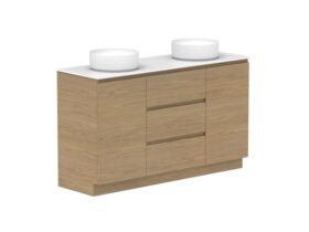 Supporting Image - Posh Domaine Plus Hamper 1500 Floor Mounted Double Bowl 12mm Durasein Top
