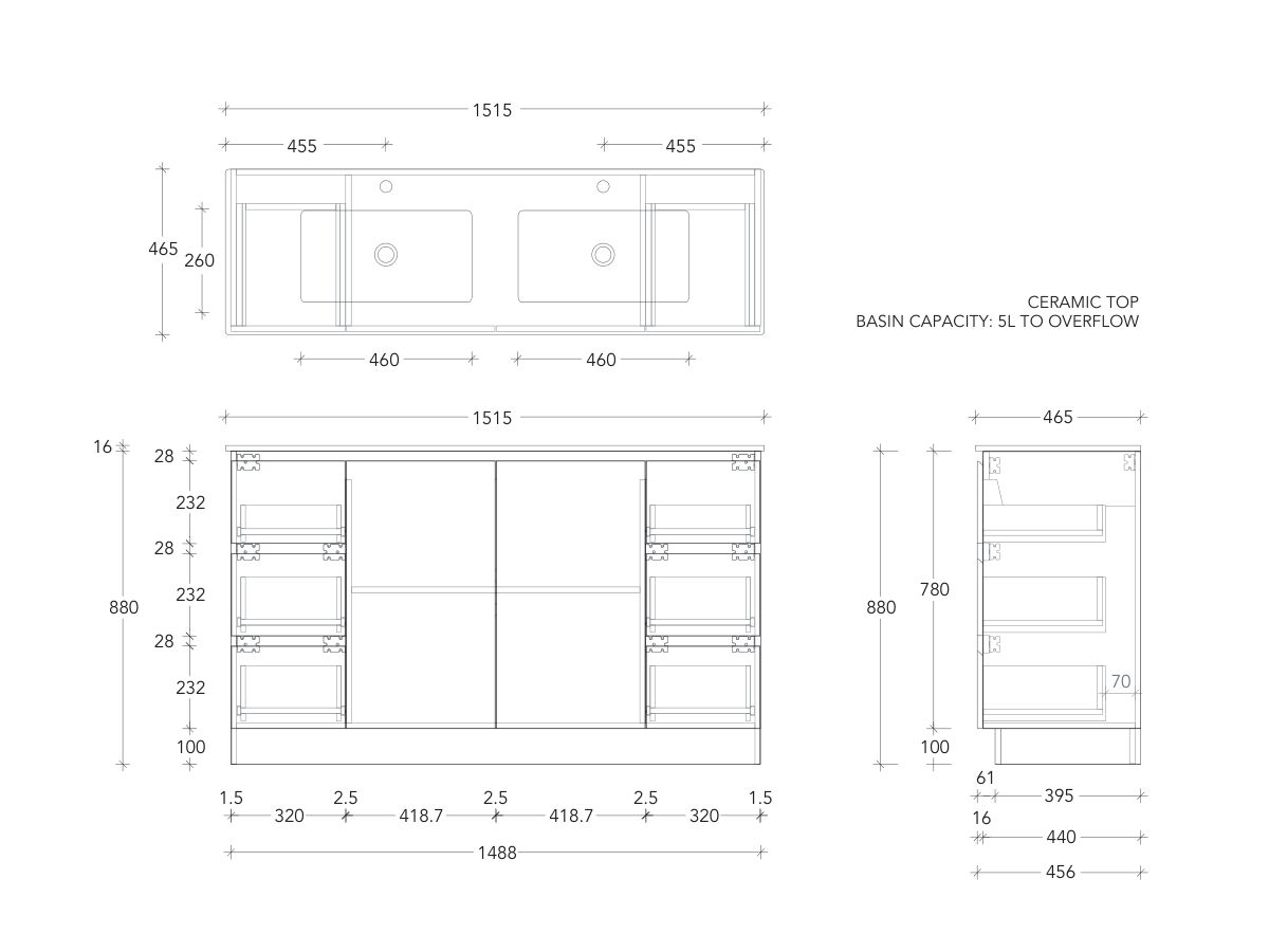 Posh Domaine Conventional 1500 Double Floor Mount Ceramic