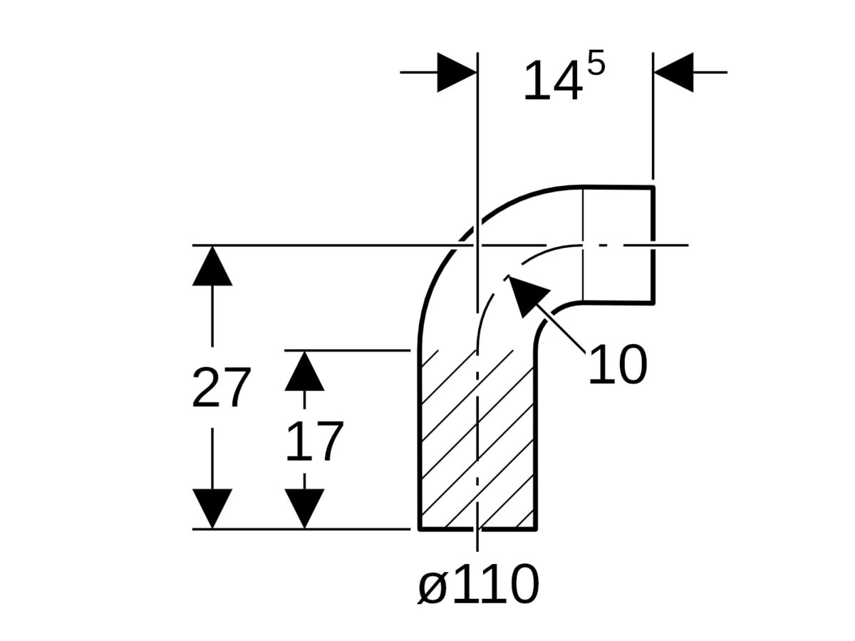 Geberit Long Radius Bend 110mm x 91.5 Degree Electroweld