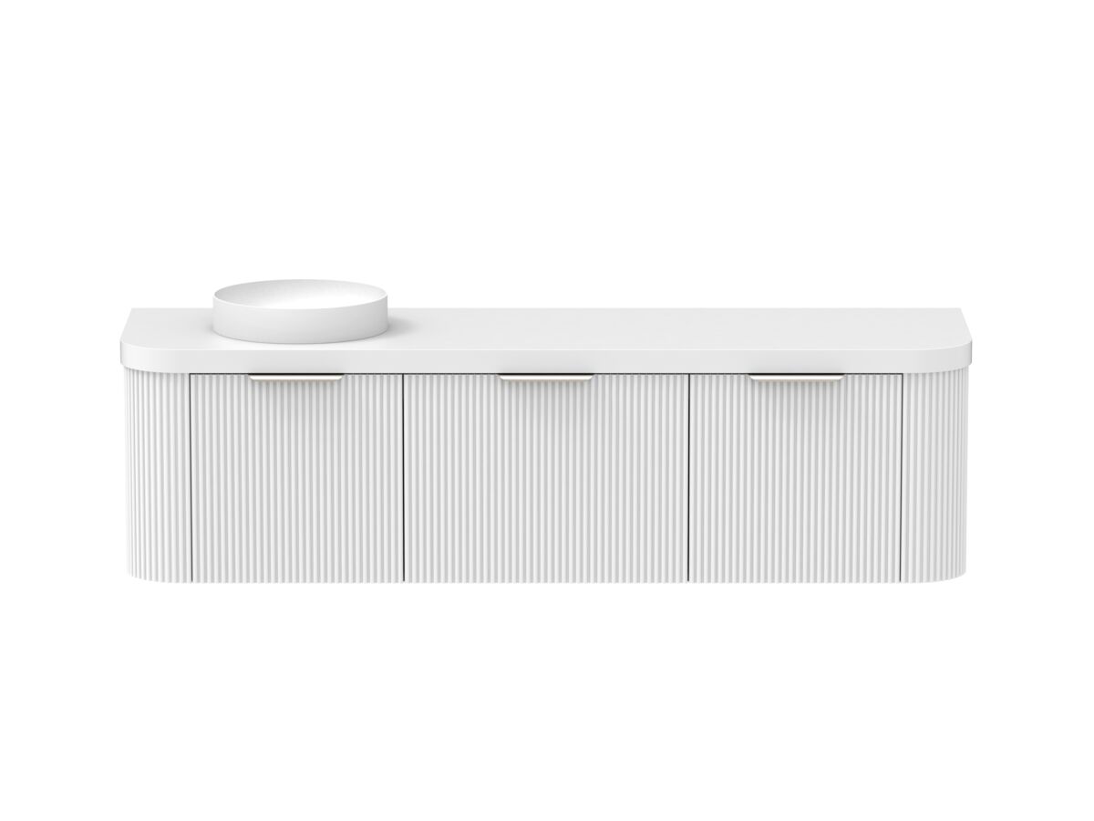 Supporting Image - Kado Neue Fluted Double Curve All Drawer 1800mm Wall Hung Vanity with Left Hand Basin Durasein 50mm Top Ultra White