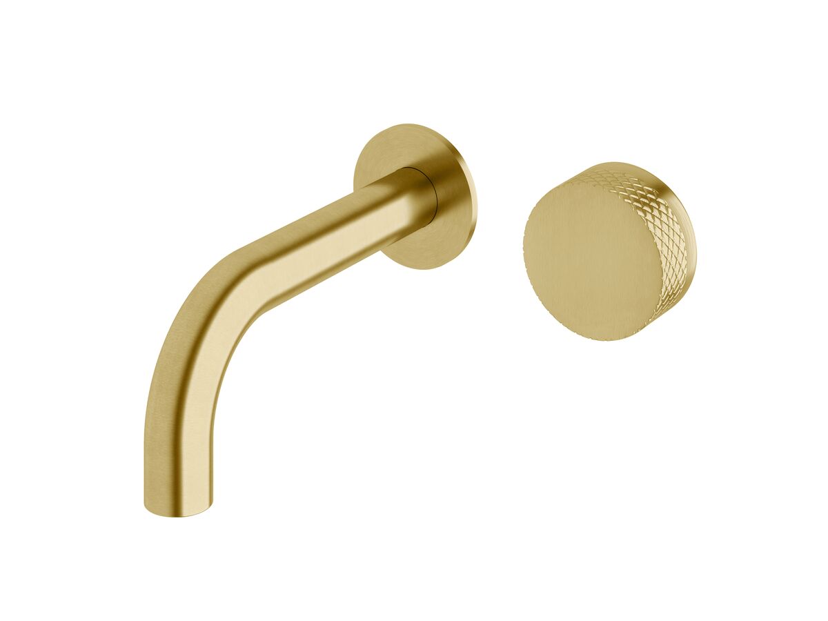 Sussex Pure Progressive Wall Bath/Basin Mixer Tap System 160mm with Diamond Textured Handle PVD Brushed Gold (3 Star)