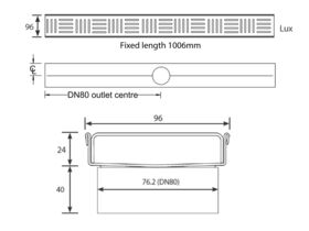 Kado Lux Shower Channel Welded Ends Centre Outlet Satin 1000mm