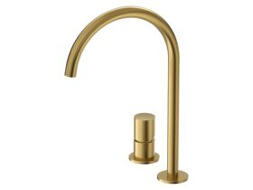Hero - Mizu Drift Dial Extended Height Hob Mixer Brushed Brass (5/6 Star) Lead Free