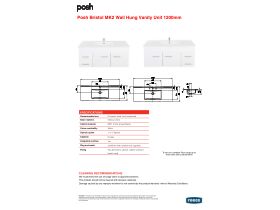 Technical Guide - Posh Bristol MK2 1200mm Wall Hung Vanity Unit Centre Bowl 1 Taphole