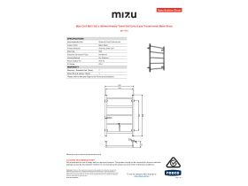 Specification Sheet - Mizu Drift MK2 550 x 800mm Heated Towel Rail Only (Less Transformer) Matte Black