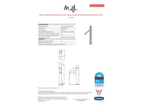 Specification Sheet - Milli Pure Extended Basin Mixer Tap with Diamond Textured Handle PVD Brushed Nickel (6 Star)