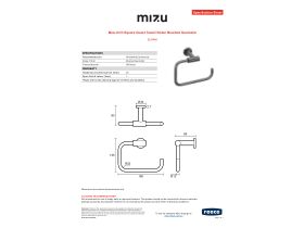 Specification Sheet - Mizu Drift Square Guest Towel Holder Brushed Gunmetal