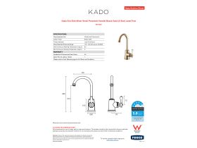 Specification Sheet - Kado Era Sink Mixer Small Porcelain Handle Brass Gold (5 Star) Lead Free
