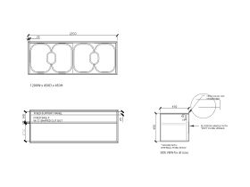 ISSY Blossom I 1200 x 450mm Vanity Unit with Two Soft Close Doors and Internal Shelf with Handle