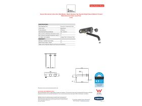 Specification Sheet - Faucet Strommen Vara Disc Wall Basin / Bath Hostess Tap System Right Hand 200mm Trimset Matte Black (6 Star) Lead Free
