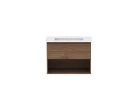 Hero - Posh Domaine 750mm Wall Hung Vanity Unit All-Drawer Open Shelf Matte White Ceramic Top