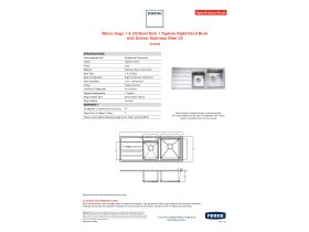 Specification Sheet - Memo Hugo 1 & 3/4 Bowl Sink 1 Taphole Right Hand Bowl with Drainer Stainless Steel V2