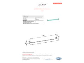 Specification Sheet - LAUFEN Kartell Towel Rail 600 Green