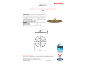 Specification Sheet - Sussex Pure Shower Head 250mm Living Tumbled Brass (3 Star)