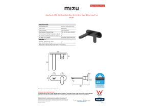 Specification Sheet - Mizu Soothe MK2 Wall Basin/Bath Mixer Set Kit Matte Black (6 Star) Lead Free