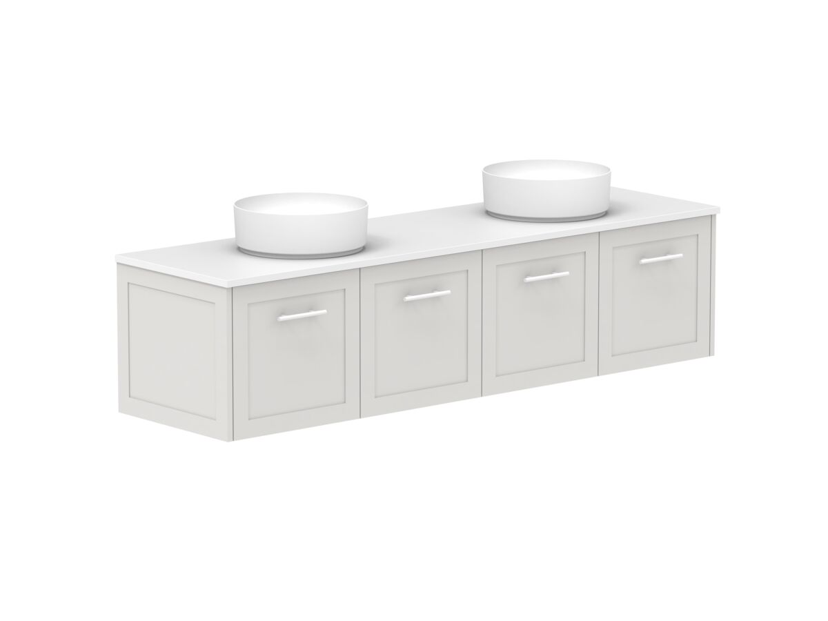 Supporting Image - Kado Lux All Door 1800mm Wall Hung Vanity Double Basin 20mm - Feather Grey - Angle